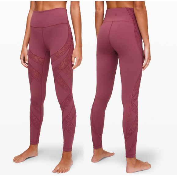 Lululemon Women's Wunder Under High-Rise Tight Flocked 28" Plumful Size 10 NWT